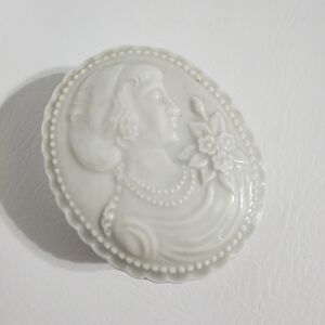 Takahashi Japan Porcelain Trinket Box Woman Portrait Victorian Jewelry Holder